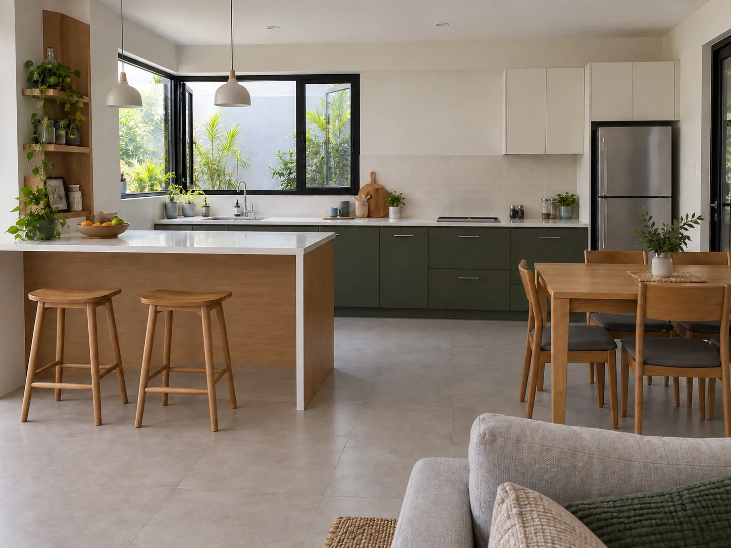 Hasil setelah dikerjakan — Kitchen Set Open Kitchen dengan Peninsula di Bekasi